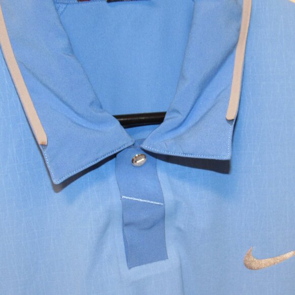 Tiger Woods Collection Nike Golf Dri Fit Blue Stretchy Short Sleeve Polo Shirt L - Picture 2 of 6